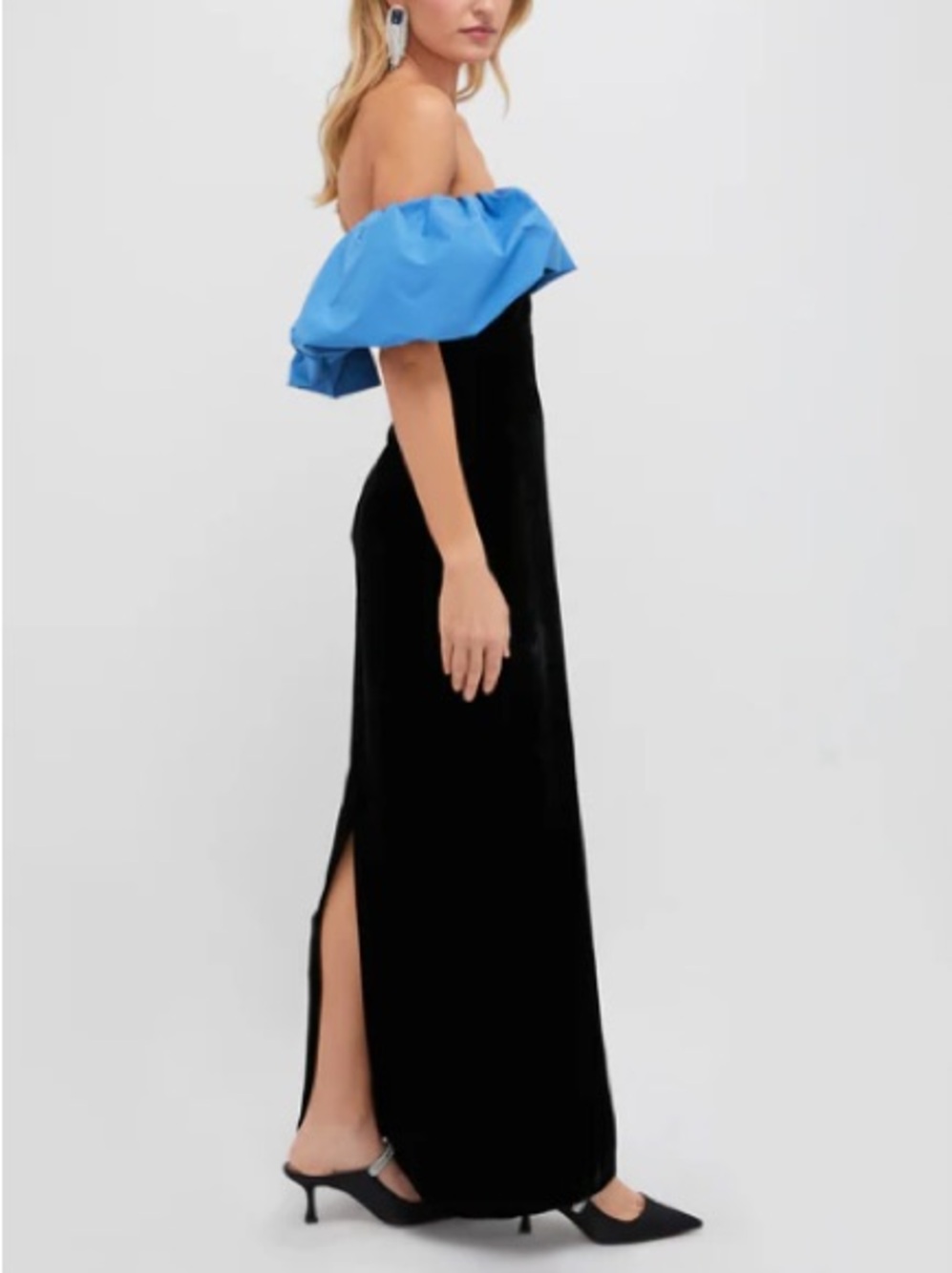 Tuckernuck Zanzibar Blue and Black Velvet Artemis Ruffle Dress Size 8 NEW $398 - Picture 3 of 13